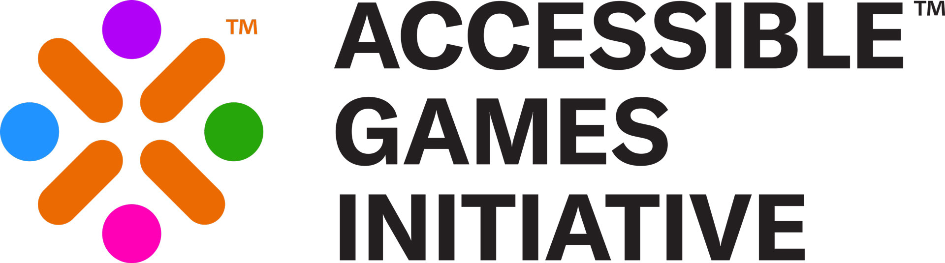 The Accessible Games Initiative logo depicts four colored circles (blue, orange, purple, green) aligned vertically beside the words, ‘Accessible Games Initiative.’